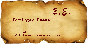 Biringer Emese névjegykártya